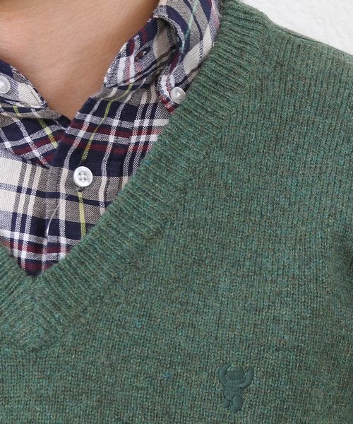 coen（コーエン）の「ラムウールＶネックニットプルオーバー（ニット/セーター・メンズ・ネイビー/ピンク/ダークグリーン/パープル/ブラック/オフホワイト/ブラウン/ライトグレー・X-LARGE/LARGE/MEDIUM/SMALL）」の9枚目の写真