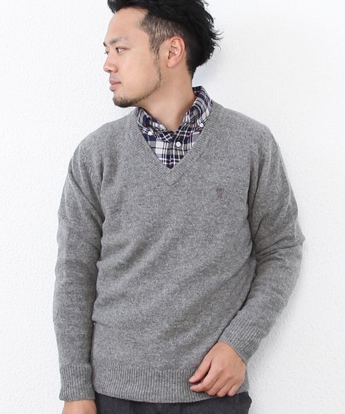 coen（コーエン）の「ラムウールＶネックニットプルオーバー（ニット/セーター・メンズ・ネイビー/ピンク/ダークグリーン/パープル/ブラック/オフホワイト/ブラウン/ライトグレー・X-LARGE/LARGE/MEDIUM/SMALL）」の22枚目の写真