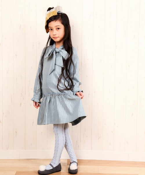 nino（ニノ）の「[90-140]リボンワンピース（ワンピース・キッズ・グレー/ピンク・140cm/110cm/100cm/90cm/130cm/120cm）」の4枚目の写真