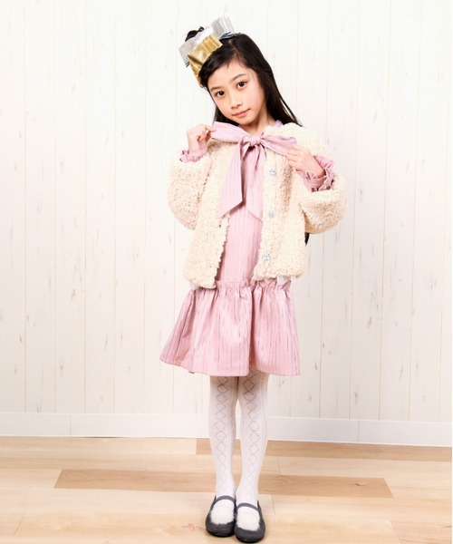 nino（ニノ）の「[90-140]リボンワンピース（ワンピース・キッズ・グレー/ピンク・140cm/110cm/100cm/90cm/130cm/120cm）」の6枚目の写真