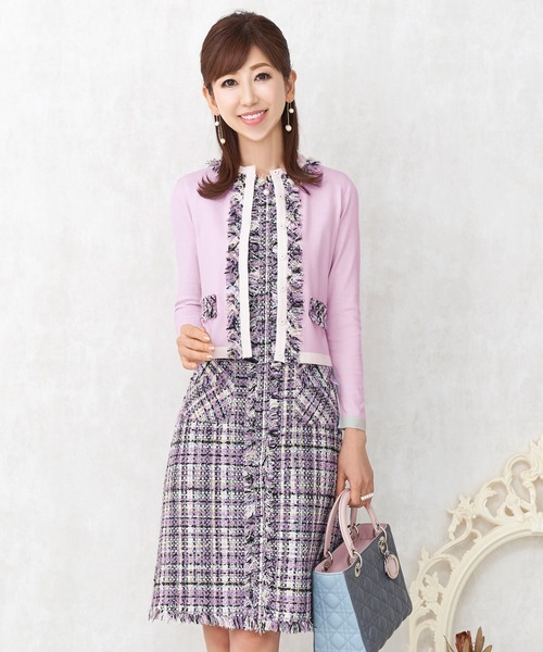 美品⭐️22AW レリアン フロントジップ ツイードワンピース