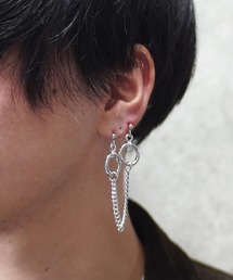 チェーンデザイン ピアス(片耳用) ステンレス製 チェーンピアス フープピアス バイクチェーン