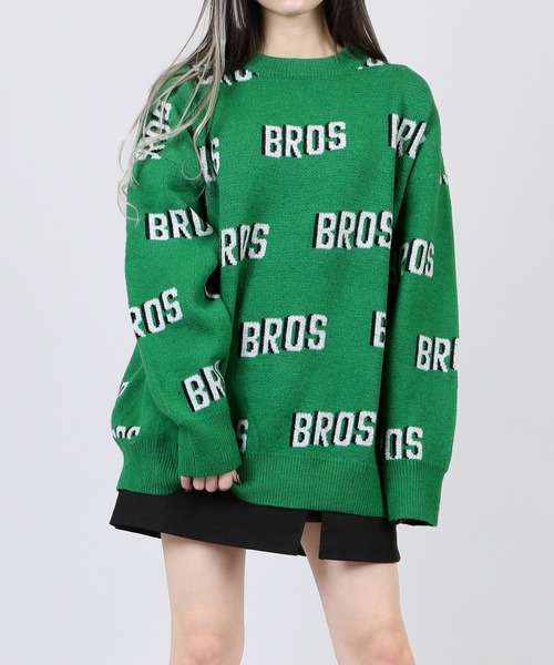 DING（ディング）の「DING/BROSロゴニット（ニット/セーター・レディース・ホワイト/ブラック/グリーン・FREE）」の3枚目の写真
