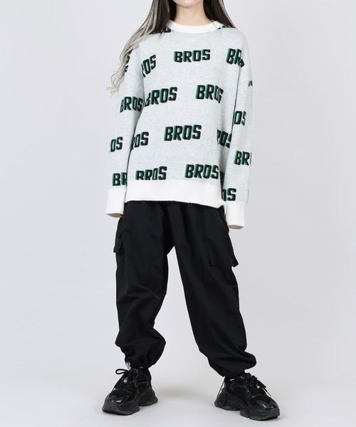 DING（ディング）の「DING/BROSロゴニット（ニット/セーター・レディース・ホワイト/ブラック/グリーン・FREE）」の4枚目の写真