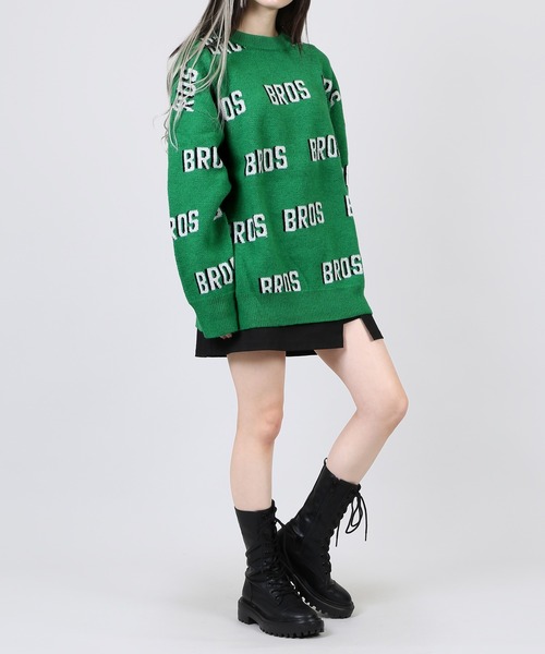 DING（ディング）の「DING/BROSロゴニット（ニット/セーター・レディース・ホワイト/ブラック/グリーン・FREE）」の6枚目の写真