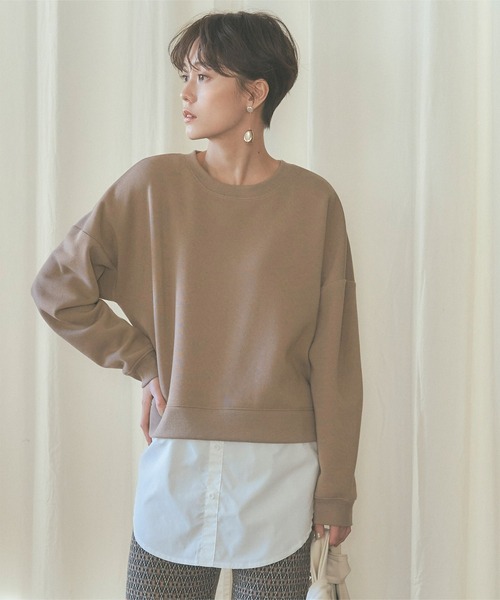 titivate(ティティベイト)の「裏シャギーシャツレイヤードプルオーバー(Tシャツ/カットソー・レディース・ライトグリーン/ブラック/ライトパープル/ベージュ・M)」の1枚目の写真