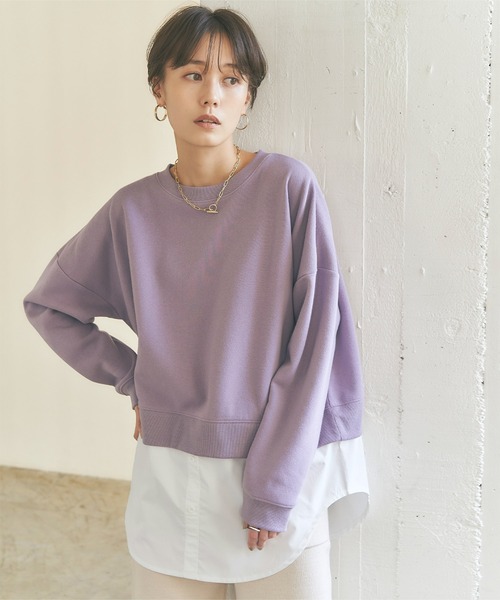 titivate(ティティベイト)の「裏シャギーシャツレイヤードプルオーバー(Tシャツ/カットソー・レディース・ライトグリーン/ブラック/ライトパープル/ベージュ・M)」の4枚目の写真