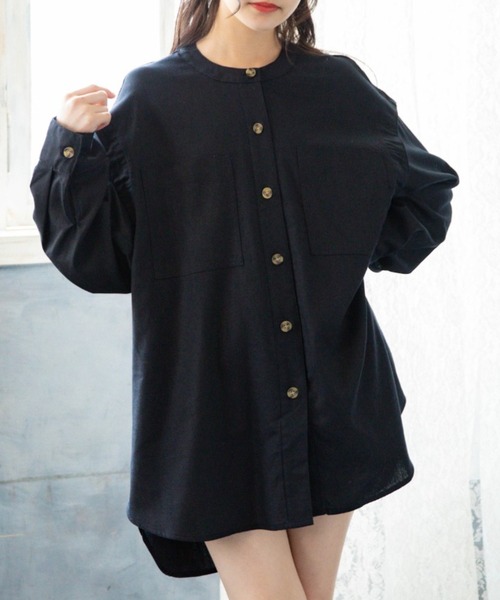 Mysa&Liina（ミーサリーナ）の「袖スリット開きシャツアウター（シャツ/ブラウス・レディース・キナリ/ベージュ/ブラック・M）」の5枚目の写真