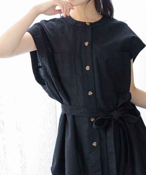 Mysa&Liina（ミーサリーナ）の「袖スリット開きシャツアウター（シャツ/ブラウス・レディース・キナリ/ベージュ/ブラック・M）」の9枚目の写真