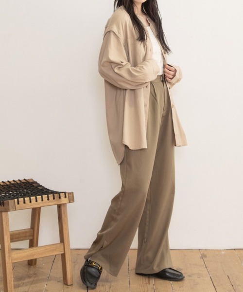 Mysa&Liina（ミーサリーナ）の「袖スリット開きシャツアウター（シャツ/ブラウス・レディース・キナリ/ベージュ/ブラック・M）」の17枚目の写真