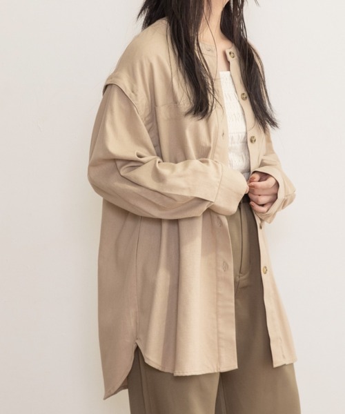 Mysa&Liina（ミーサリーナ）の「袖スリット開きシャツアウター（シャツ/ブラウス・レディース・キナリ/ベージュ/ブラック・M）」の13枚目の写真