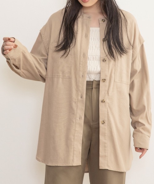 Mysa&Liina（ミーサリーナ）の「袖スリット開きシャツアウター（シャツ/ブラウス・レディース・キナリ/ベージュ/ブラック・M）」の12枚目の写真