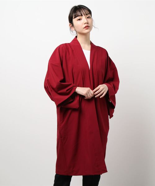 長羽織　カヤ-MONOKOMO HAORI- ものころ羽織り　美品 カヤ】-MONOKOMO HAORI- ものころ羽織り レッド -ファッション通販