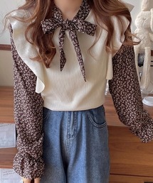 SONYUNARA レイヤードフラワーブラウス