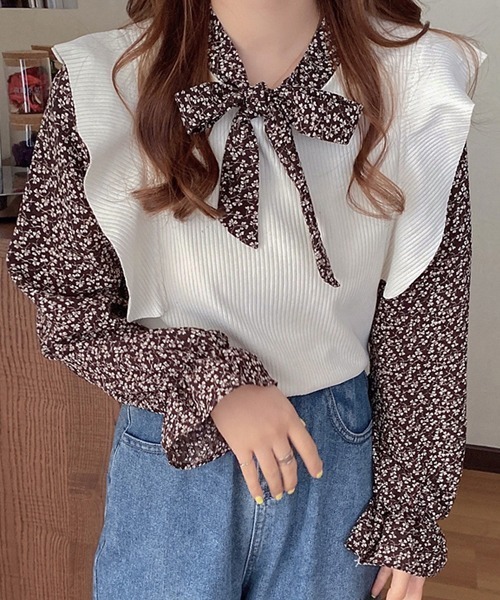 SONA（ソナ）の「SONYUNARA レイヤードフラワーブラウス（シャツ/ブラウス・レディース・ブラック/ブラウン/アイボリー・FREE）」の13枚目の写真