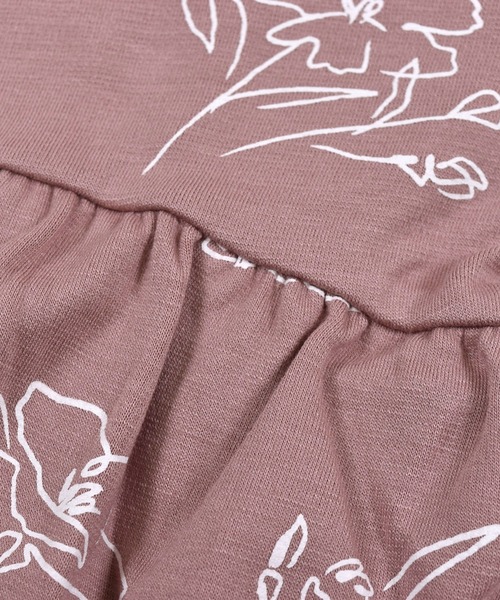 プリント ワンピース 90 140cm ワンピース Bebe ベベ のワンピース Bebe 手書き ギャザー Bebe 手書き Bebe ベベ のファッション ポンチ 風 ワンピース 風 フラワー