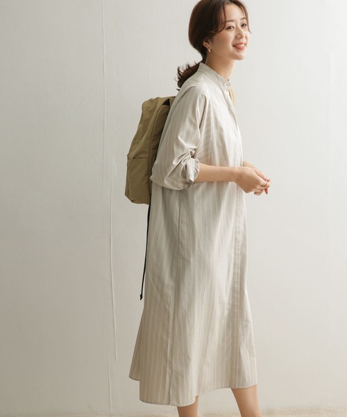 URBAN RESEARCH DOORS（アーバンリサーチドアーズ）の「ストライプBIGスリーブシャツワンピース（ワンピース・レディース・パープル系その他/ベージュ系その他・ONE）」の20枚目の写真