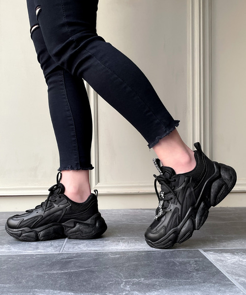 JUNOAH（ジュノア）の「厚底スニーカー（スニーカー・レディース・ブラック/ホワイト/クリーム・40/38/39/36/37）」の8枚目の写真