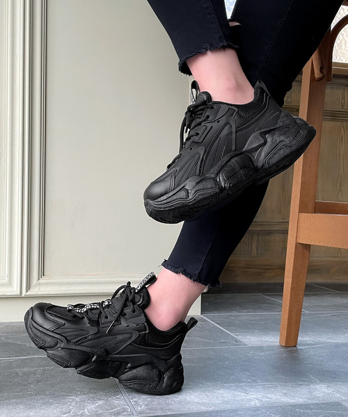 JUNOAH（ジュノア）の「厚底スニーカー（スニーカー・レディース・ブラック/ホワイト/クリーム・40/38/39/36/37）」の9枚目の写真