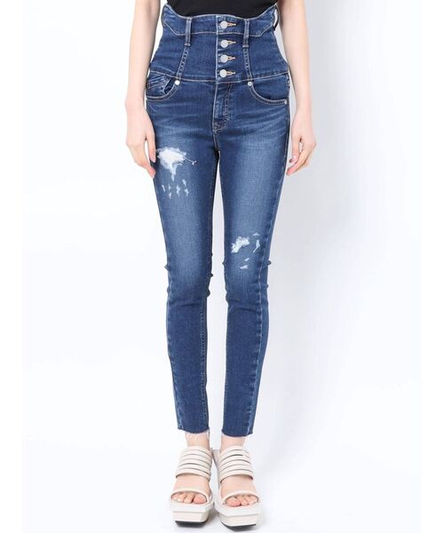 EMODA(エモダ)の「カーブフィットリッパードハイウエストパギンス(デニムパンツ・レディース・ライトブルー/インディゴブルー・MEDIUM/X-SMALL/SMALL)」の3枚目の写真