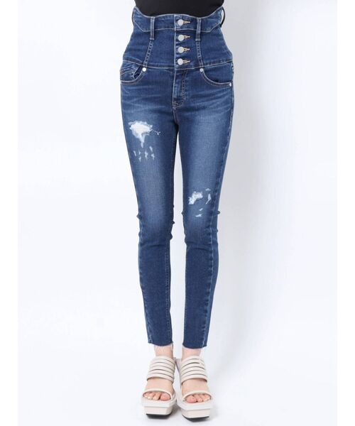 EMODA(エモダ)の「カーブフィットリッパードハイウエストパギンス(デニムパンツ・レディース・ライトブルー/インディゴブルー・MEDIUM/X-SMALL/SMALL)」の8枚目の写真