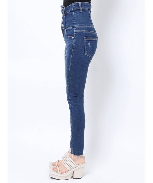 EMODA(エモダ)の「カーブフィットリッパードハイウエストパギンス(デニムパンツ・レディース・ライトブルー/インディゴブルー・MEDIUM/X-SMALL/SMALL)」の10枚目の写真