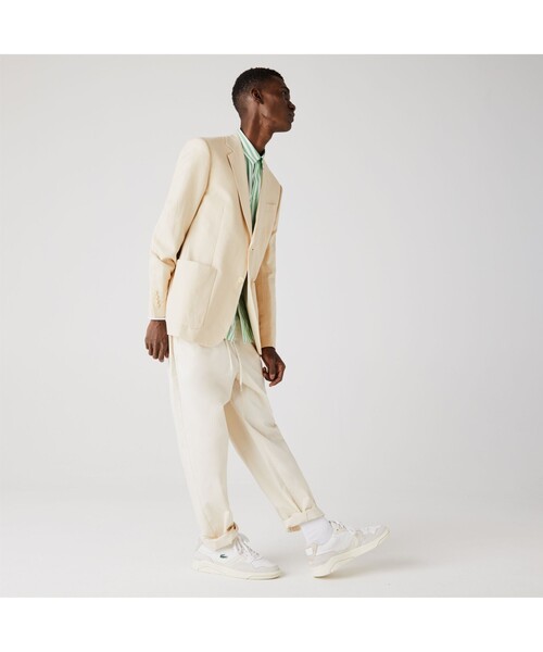 未使用級 ラコステ コットン リネン テーラード ジャケット メンズ 48 M 未使用級 ラコステ コットン リネン テーラード ジャケット