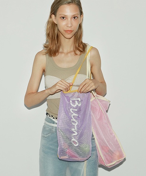 Casselini（キャセリーニ）の「ネットバッグセット（エコバッグ/サブバッグ・レディース・ホワイト/ブラック・FREE）」の6枚目の写真