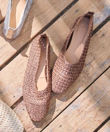 KOBE LETTUCE | ラタン調セミスクエアトゥフラットパンプス(パンプス)