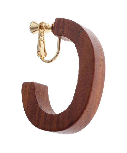 dazzlin（ダズリン）の「ウッドライクラウンドイヤリング（イヤリング・レディース・オフホワイト/ブラウン・FREE）」の3枚目の写真