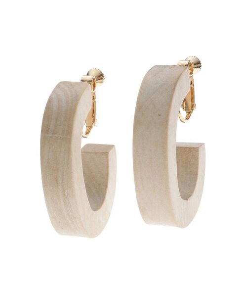 dazzlin（ダズリン）の「ウッドライクラウンドイヤリング（イヤリング・レディース・オフホワイト/ブラウン・FREE）」の5枚目の写真