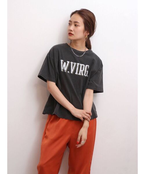 Ungrid（アングリッド）の「ビッグロゴルーズTee（Tシャツ/カットソー・レディース・オフホワイト/チャコールグレー/グリーン・FREE）」の9枚目の写真