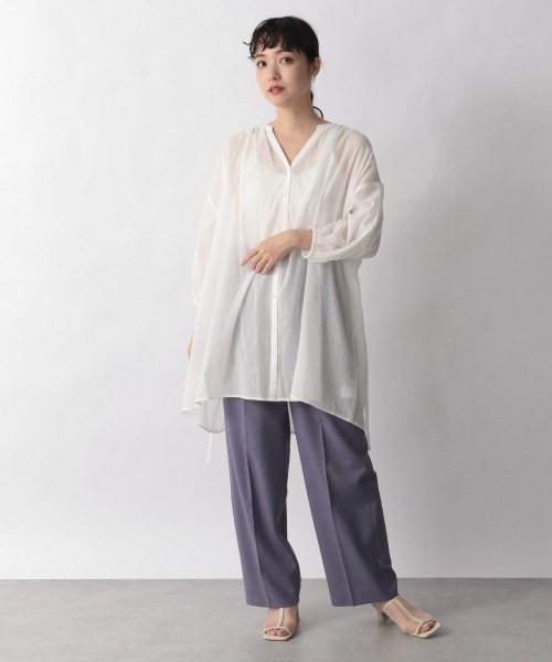 LOWRYS FARM（ローリーズファーム）の「ヨウリュウボイルチュニック６Ｓ　950058（シャツ/ブラウス・レディース・オフホワイト/ブラック/グリーン/ブルー・FREE）」の5枚目の写真