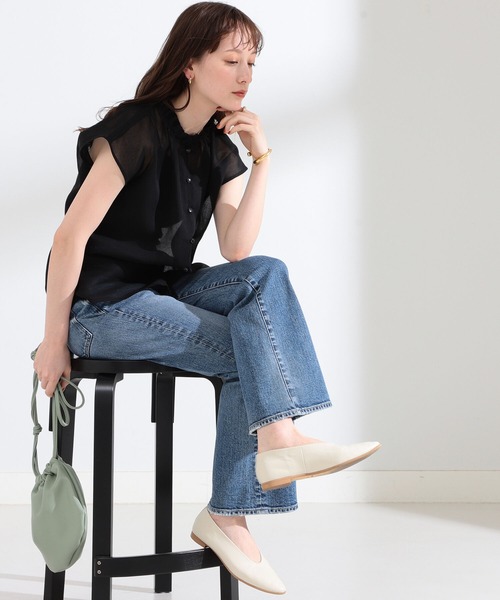 Ray BEAMS(レイビームス)の「Ray BEAMS / シアー ギャザー ハイネック ブラウス(シャツ/ブラウス・レディース・ブラック/ミント・ONE SIZE)」の13枚目の写真