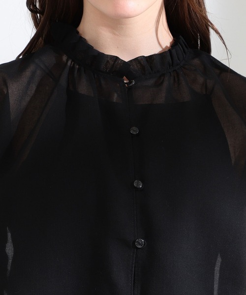 Ray BEAMS(レイビームス)の「Ray BEAMS / シアー ギャザー ハイネック ブラウス(シャツ/ブラウス・レディース・ブラック/ミント・ONE SIZE)」の17枚目の写真