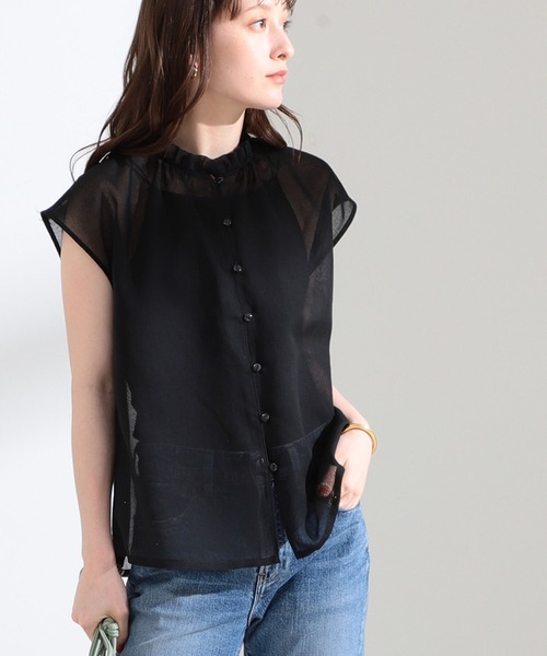 Ray BEAMS(レイビームス)の「Ray BEAMS / シアー ギャザー ハイネック ブラウス(シャツ/ブラウス・レディース・ブラック/ミント・ONE SIZE)」の19枚目の写真