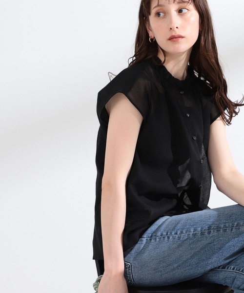 Ray BEAMS(レイビームス)の「Ray BEAMS / シアー ギャザー ハイネック ブラウス(シャツ/ブラウス・レディース・ブラック/ミント・ONE SIZE)」の16枚目の写真