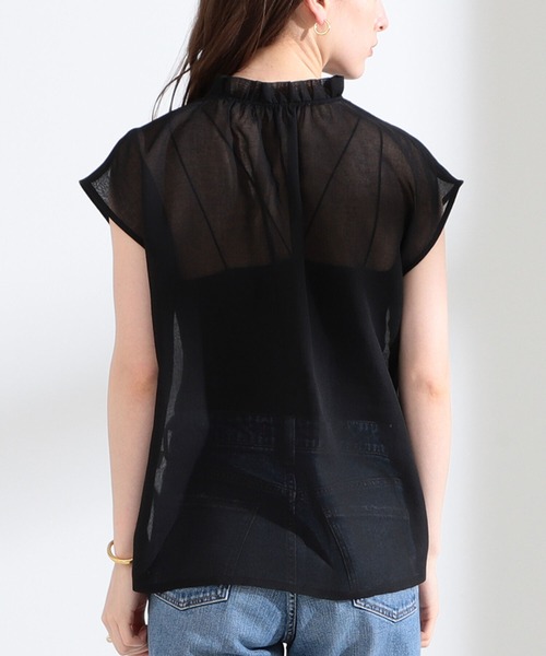Ray BEAMS(レイビームス)の「Ray BEAMS / シアー ギャザー ハイネック ブラウス(シャツ/ブラウス・レディース・ブラック/ミント・ONE SIZE)」の9枚目の写真