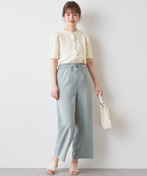 natural couture（ナチュラルクチュール）の「バンドカラーフレアレースブラウス（シャツ/ブラウス・レディース・オフホワイト/サックスブルー/アイボリー/ミント/ピンク/ブラウン・FREE）」の12枚目の写真