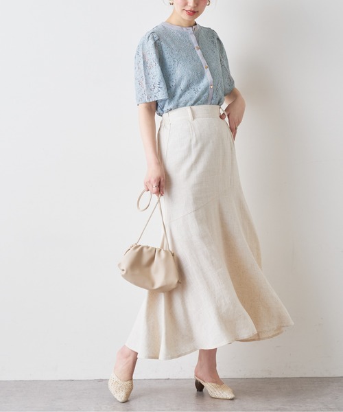 natural couture（ナチュラルクチュール）の「バンドカラーフレアレースブラウス（シャツ/ブラウス・レディース・オフホワイト/サックスブルー/アイボリー/ミント/ピンク/ブラウン・FREE）」の18枚目の写真