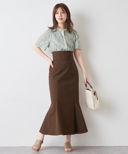 natural couture（ナチュラルクチュール）の「バンドカラーフレアレースブラウス（シャツ/ブラウス・レディース・オフホワイト/サックスブルー/アイボリー/ミント/ピンク/ブラウン・FREE）」の15枚目の写真