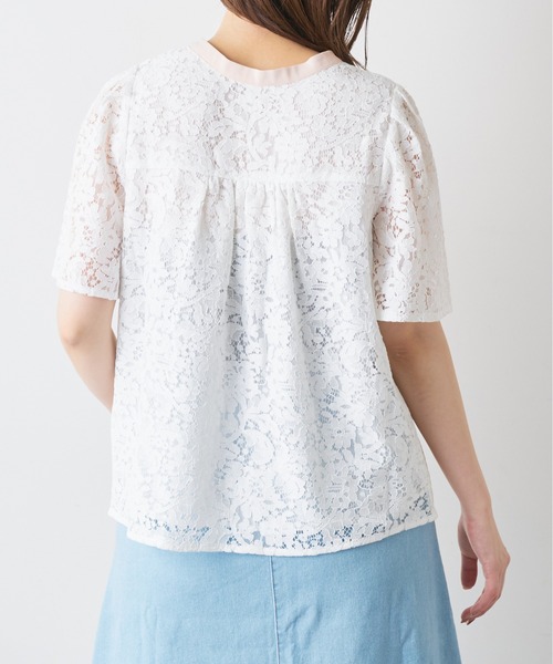 natural couture（ナチュラルクチュール）の「バンドカラーフレアレースブラウス（シャツ/ブラウス・レディース・オフホワイト/サックスブルー/アイボリー/ミント/ピンク/ブラウン・FREE）」の21枚目の写真