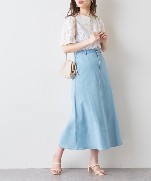 natural couture（ナチュラルクチュール）の「バンドカラーフレアレースブラウス（シャツ/ブラウス・レディース・オフホワイト/サックスブルー/アイボリー/ミント/ピンク/ブラウン・FREE）」の9枚目の写真