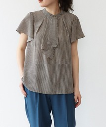 TITE IN THE STORE | レトロ小紋ボウタイフリル半袖ブラウス(シャツ/ブラウス)
