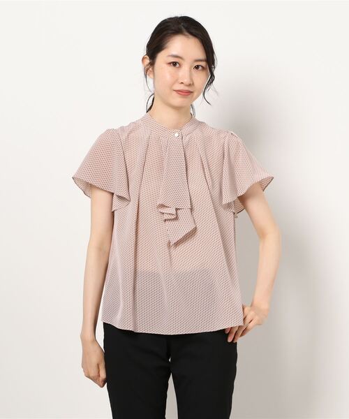 TITE IN THE STORE(ティテ インザ ストア)の「レトロ小紋ボウタイフリル半袖ブラウス(シャツ/ブラウス・レディース・オフホワイト/ベージュ/ブラック/ブラウン・38)」の15枚目の写真