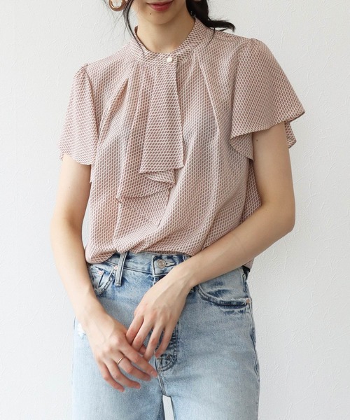 TITE IN THE STORE(ティテ インザ ストア)の「レトロ小紋ボウタイフリル半袖ブラウス(シャツ/ブラウス・レディース・オフホワイト/ベージュ/ブラック/ブラウン・38)」の5枚目の写真