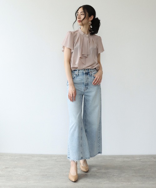 TITE IN THE STORE(ティテ インザ ストア)の「レトロ小紋ボウタイフリル半袖ブラウス(シャツ/ブラウス・レディース・オフホワイト/ベージュ/ブラック/ブラウン・38)」の6枚目の写真