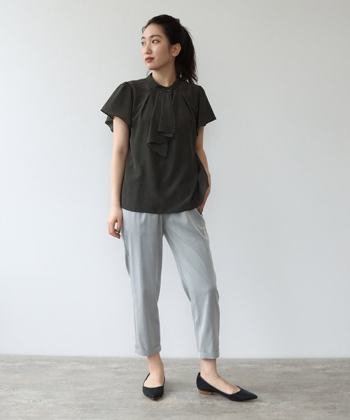 TITE IN THE STORE(ティテ インザ ストア)の「レトロ小紋ボウタイフリル半袖ブラウス(シャツ/ブラウス・レディース・オフホワイト/ベージュ/ブラック/ブラウン・38)」の8枚目の写真