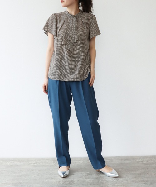 TITE IN THE STORE(ティテ インザ ストア)の「レトロ小紋ボウタイフリル半袖ブラウス(シャツ/ブラウス・レディース・オフホワイト/ベージュ/ブラック/ブラウン・38)」の9枚目の写真