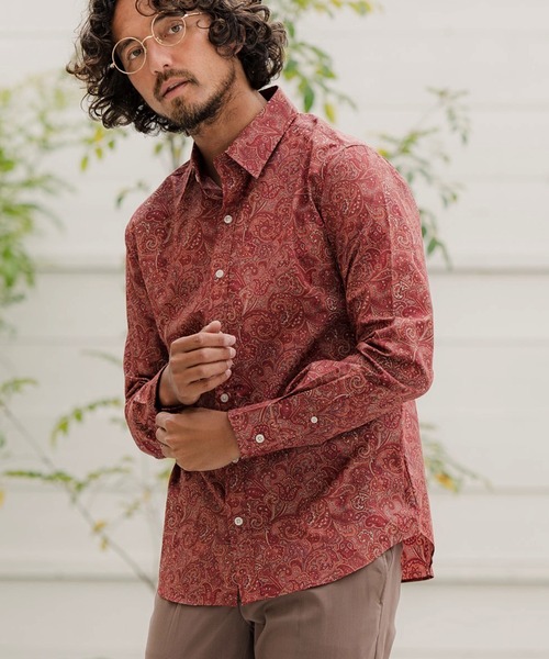 CAMBIO(カンビオ)の「ms4704-ペイズリー総柄ブロードシャツ(シャツ/ブラウス・メンズ・ブラック/レッド/ネイビー・L/S/M)」の3枚目の写真